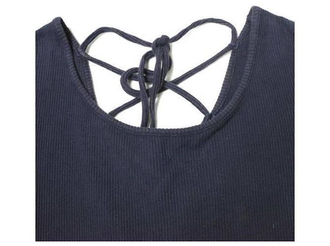 Autre Marque Camiseta de algodón orgánico R JUBILEE con lazada en la espalda Azul marino - vista 4