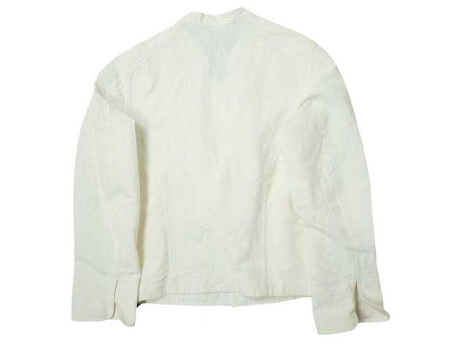 Autre Marque GIACCA DOLMAN ANATOMICA Giacca in cotone e lino Bianco - vista 2