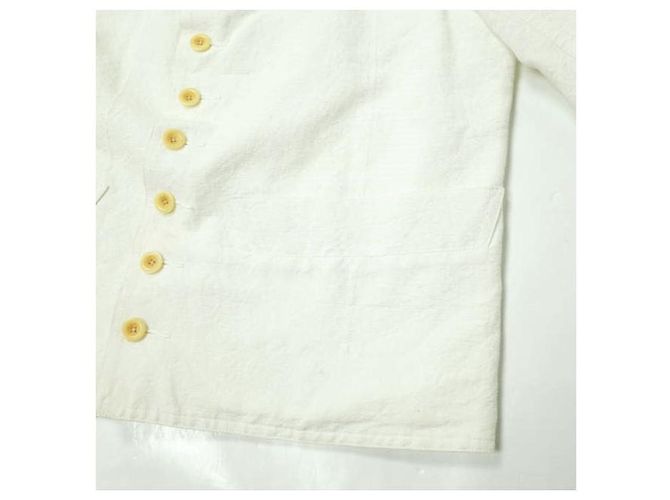Autre Marque GIACCA DOLMAN ANATOMICA Giacca in cotone e lino Bianco - vista 4