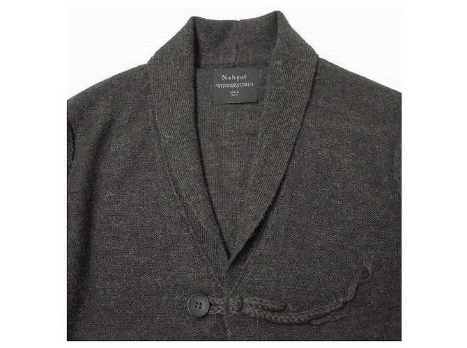 Autre Marque Strickjacke aus Merinowolle und Alpaka in Anthrazitbraun - Ansicht 5