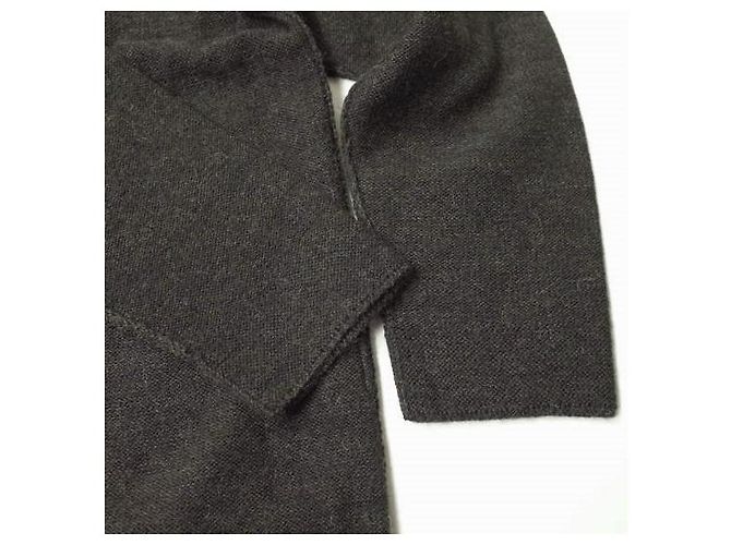 Autre Marque Strickjacke aus Merinowolle und Alpaka in Anthrazitbraun - Ansicht 7