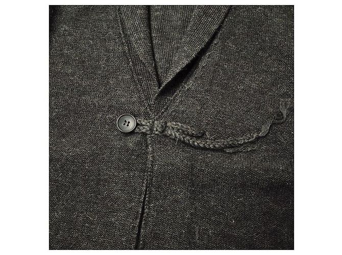 Autre Marque Strickjacke aus Merinowolle und Alpaka in Anthrazitbraun - Ansicht 6