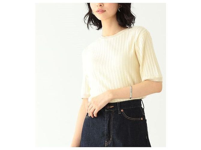 Autre Marque BEAMS BOY Jacquard Ripp Kurzarm Oberteil - Ansicht 3