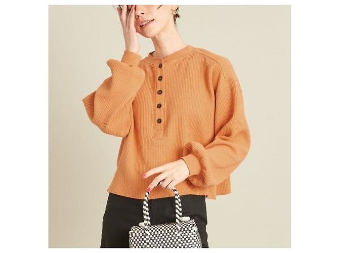 Autre Marque BEAUTY&YOUTH UNITED ARROWS Ripp-Henley-Pullover Orange - Ansicht 3