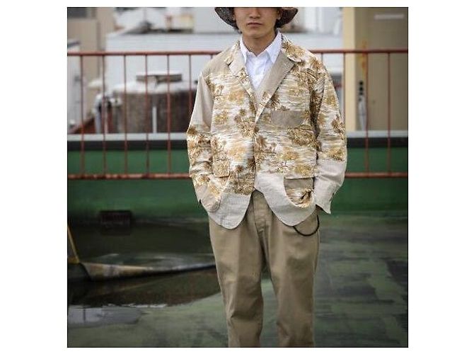 Autre Marque Chaqueta Loiter Hawaiian Print S de Engineered Garments Caqui - vista 3