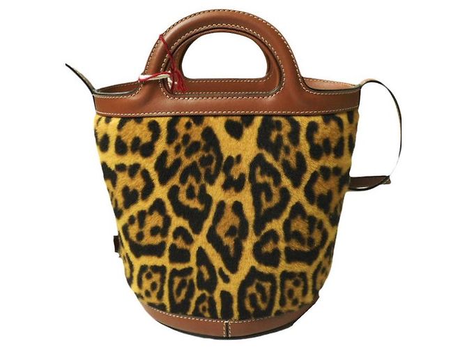 Borsa a secchiello in pelle di pecora e vitello Tropicalia di Marni Multicolore - vista 2
