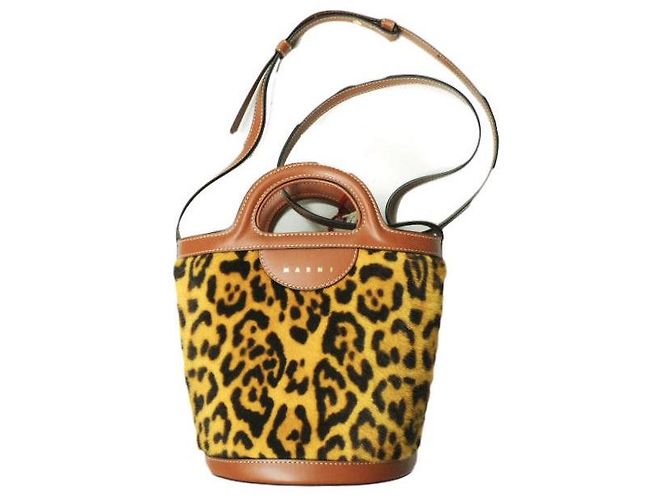 Borsa a secchiello in pelle di pecora e vitello Tropicalia di Marni Multicolore - vista 4