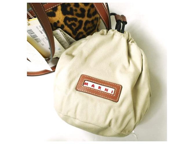 Borsa a secchiello in pelle di pecora e vitello Tropicalia di Marni Multicolore - vista 8