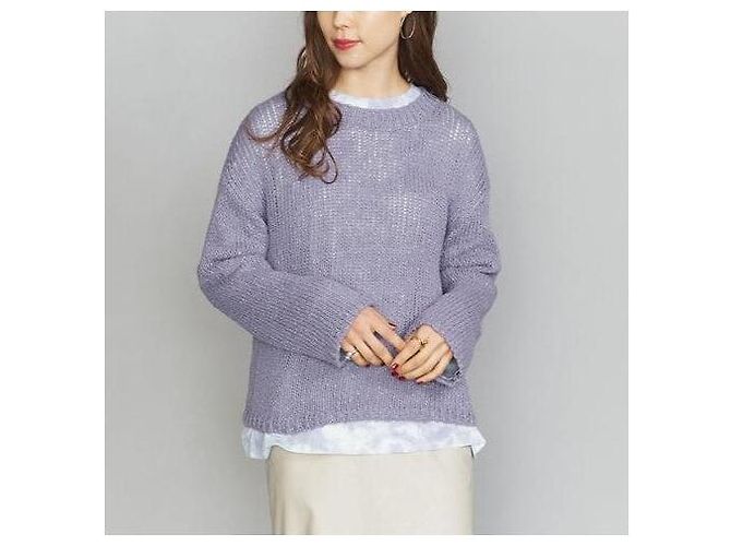 Autre Marque BEAUTY&YOUTH UNITED ARROWS Lockere Slub-Strickpullover lila - Ansicht 3
