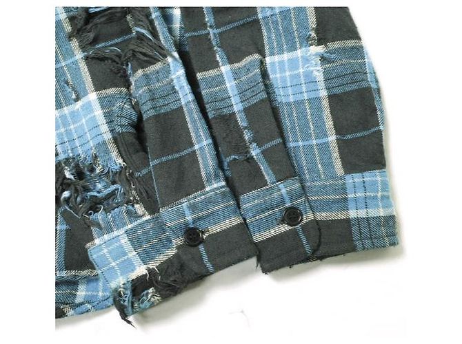 Autre Marque Camisa de cuadros de seda y algodón dañada UNUSED US2285 - vista 6