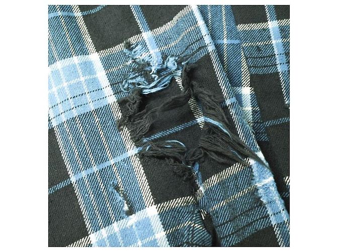Autre Marque Camisa de cuadros de seda y algodón dañada UNUSED US2285 - vista 7