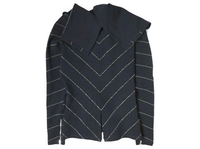 Autre Marque Top de poliéster e rayon de gola alta com riscas de 3.1 Phillip Lim Azul marinho - vista 2