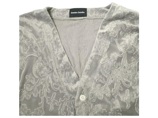 Autre Marque Danke Schon Flowe Jacquard-Velours-Cardigan Khaki - Ansicht 4