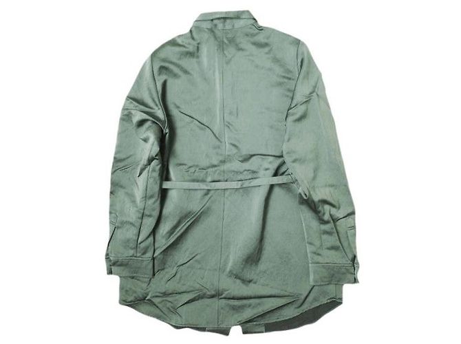 Autre Marque Camicia Heavy Satin Steven Alan M Olive Verde oliva - vista 2