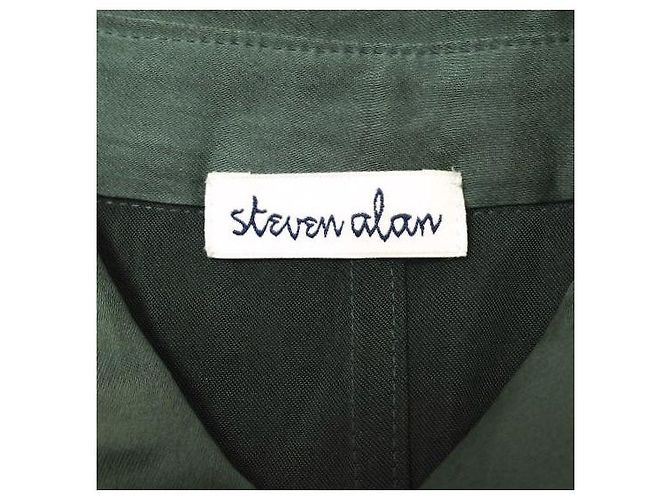 Autre Marque Camicia Heavy Satin Steven Alan M Olive Verde oliva - vista 4