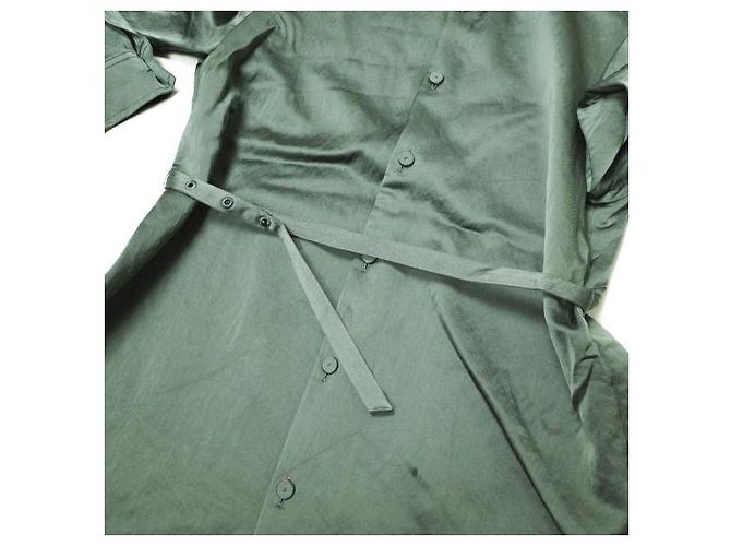 Autre Marque Camicia Heavy Satin Steven Alan M Olive Verde oliva - vista 7