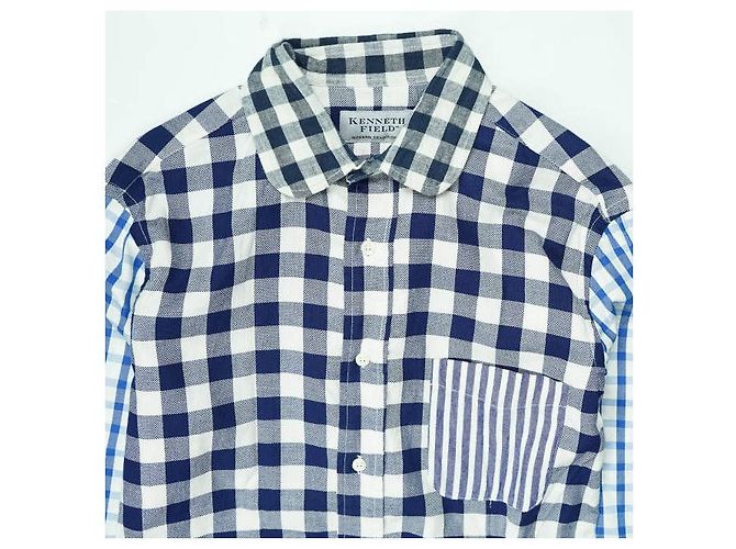 Autre Marque KENNETH FIELD Crazy Pattern Rundkragenhemd XS Marineblau - Ansicht 4