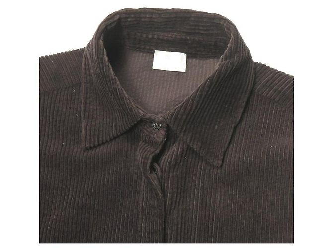 Autre Marque Camicia oversize in velluto a coste marrone a maniche lunghe - vista 3