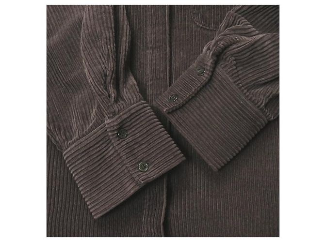 Autre Marque Camicia oversize in velluto a coste marrone a maniche lunghe - vista 5