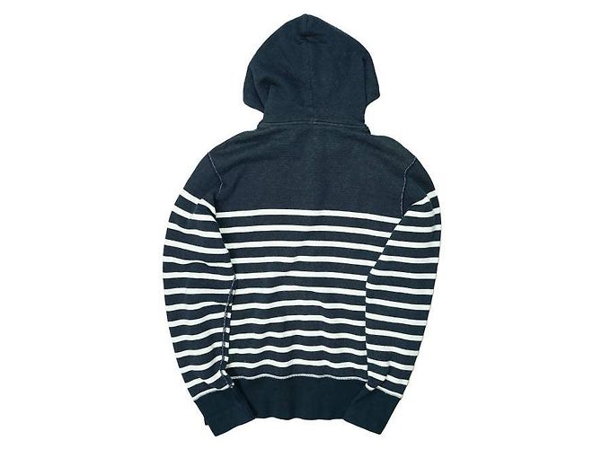 Autre Marque Loopwheeler Kapuzenpullover mit Reißverschluss in Marineblau - Ansicht 2