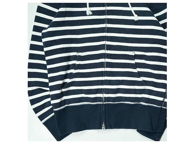 Autre Marque Loopwheeler Kapuzenpullover mit Reißverschluss in Marineblau - Ansicht 5