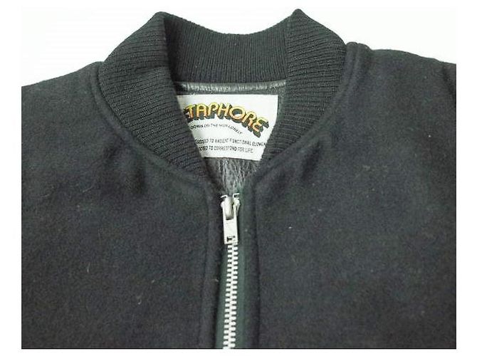 Autre Marque METAPHORE Leder Stadionjacke Schwarz - Ansicht 3