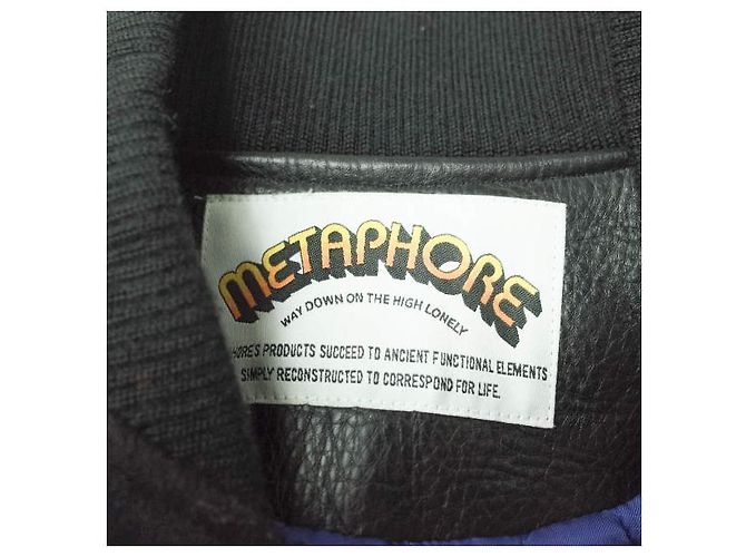Autre Marque METAPHORE Leder Stadionjacke Schwarz - Ansicht 6