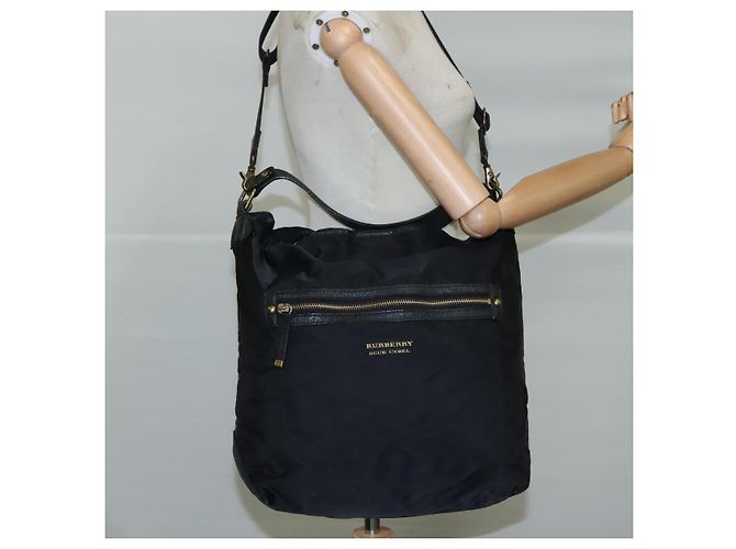 Borsa a spalla Burberry Blue Label in nylon e pelle 2 in 1 nera Auth ti2574 Nero - vista 22