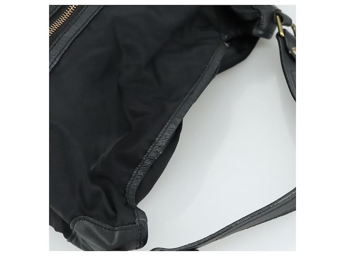 Borsa a spalla Burberry Blue Label in nylon e pelle 2 in 1 nera Auth ti2574 Nero - vista 6