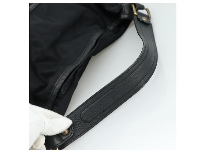 Borsa a spalla Burberry Blue Label in nylon e pelle 2 in 1 nera Auth ti2574 Nero - vista 7
