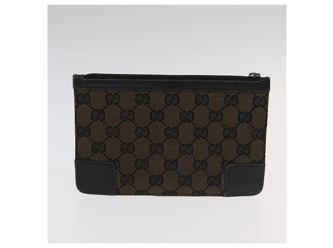 GUCCI GG Borsa Clutch in Tela Pelle 3Set Nera Auth ti2507 Nero - vista 12