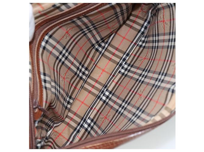Autre Marque Borsa a mano in pelle marrone e oro Burberrys Auth ti2491 D'oro - vista 10