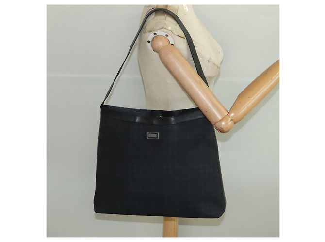 Borsa a spalla Burberry Nova Check in PVC nera Auth ac3493 Nero - vista 19