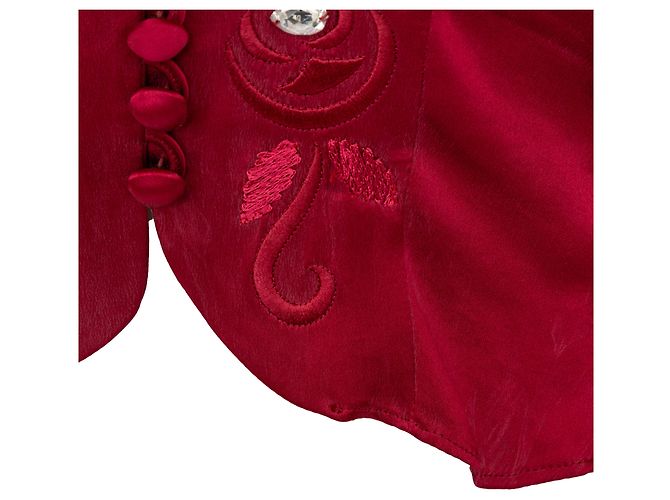 Autre Marque Top in seta vintage Rosso - vista 12