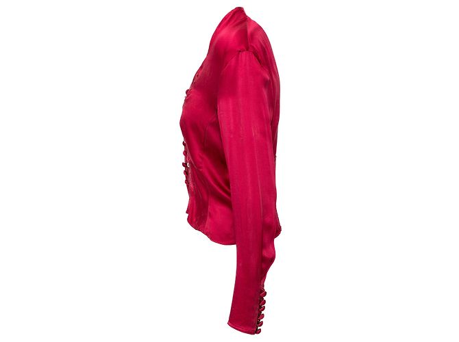 Autre Marque Top in seta vintage Rosso - vista 2