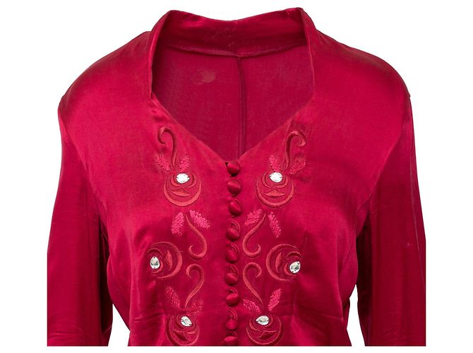 Autre Marque Top in seta vintage Rosso - vista 4