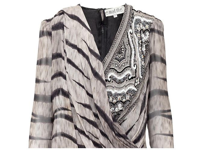 Autre Marque Vestido de seda Ematite Gris - vista 3