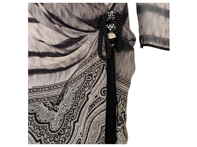 Autre Marque Vestido de seda Ematite Gris - vista 6