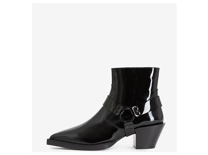 The Kooples Botas Western de couro envernizado preto - vista 2