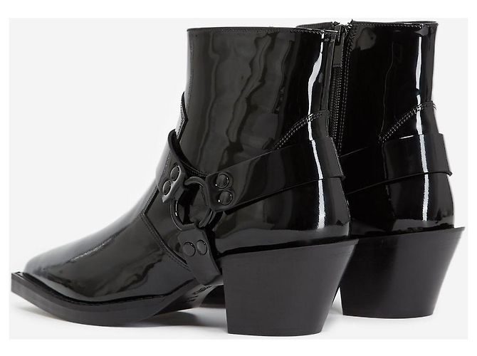 The Kooples Botas Western de couro envernizado preto - vista 3