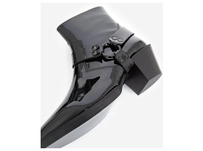 The Kooples Botas Western de couro envernizado preto - vista 5