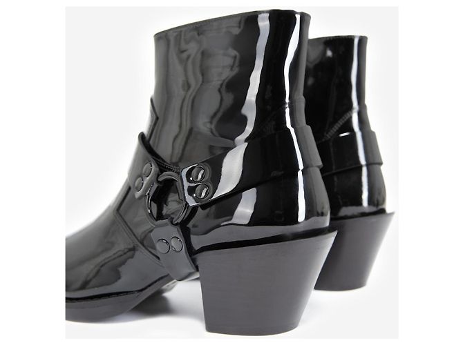 The Kooples Botas Western de couro envernizado preto - vista 6