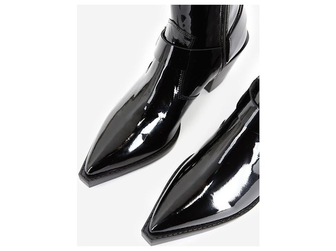 The Kooples Botas Western de couro envernizado preto - vista 7