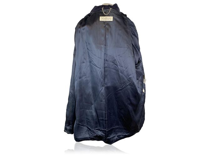 Max Mara Vintage Navy Blue Wool Double Breasted Coat Size 48 IT - view 4