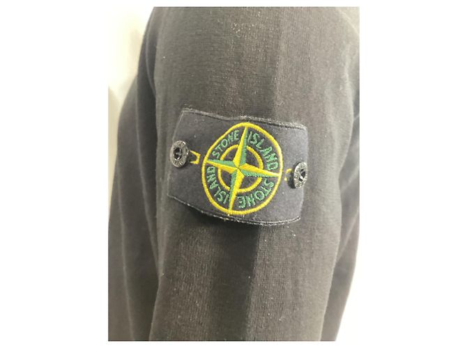 Stone Island Compass-Appliqué Jumper in Navy Blue Cotton - view 12