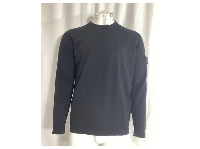 Stone Island Compass-Appliqué Jumper in Navy Blue Cotton - view 8