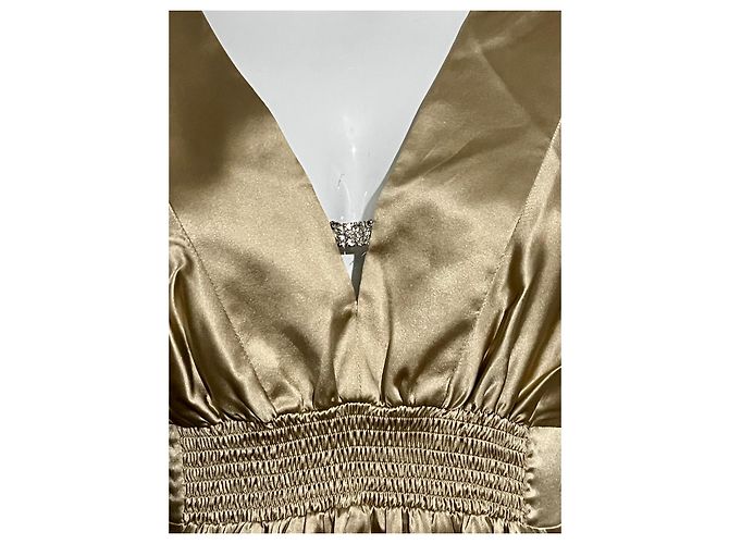 Joseph Vestido de seda dorada con mangas de obispo. Dorado - vista 2