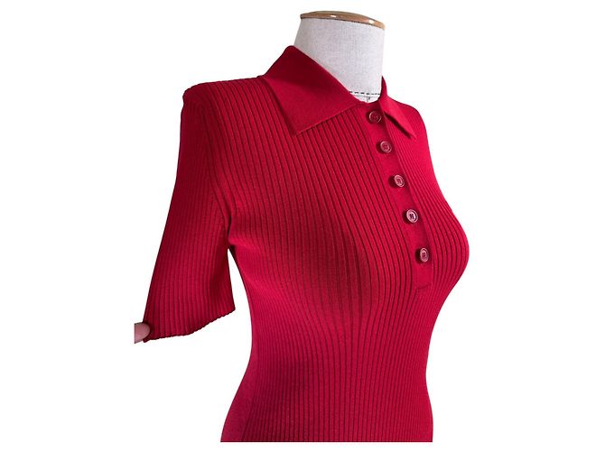 Courreges Polo in maglia Courrèges rossa Rosso - vista 4