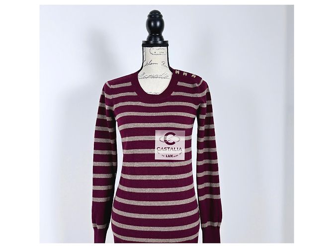 Chanel New CC Turnlocks Burgundy Cashmere Jumper - view 5