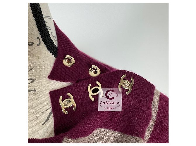 Chanel New CC Turnlocks Burgundy Cashmere Jumper - view 8